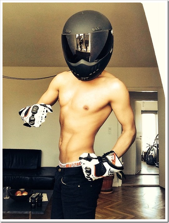 Hot body motorcycle jock shirtless