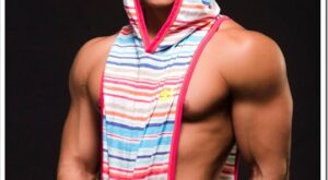 Muscles In Andrew Christian Striped Hoodie