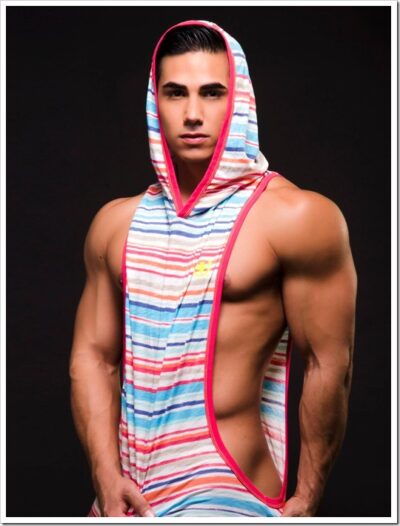 Muscles In Andrew Christian Striped Hoodie