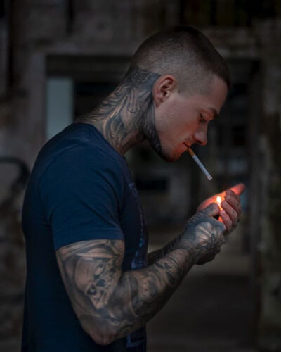 Tattooed Stud Lighting Up